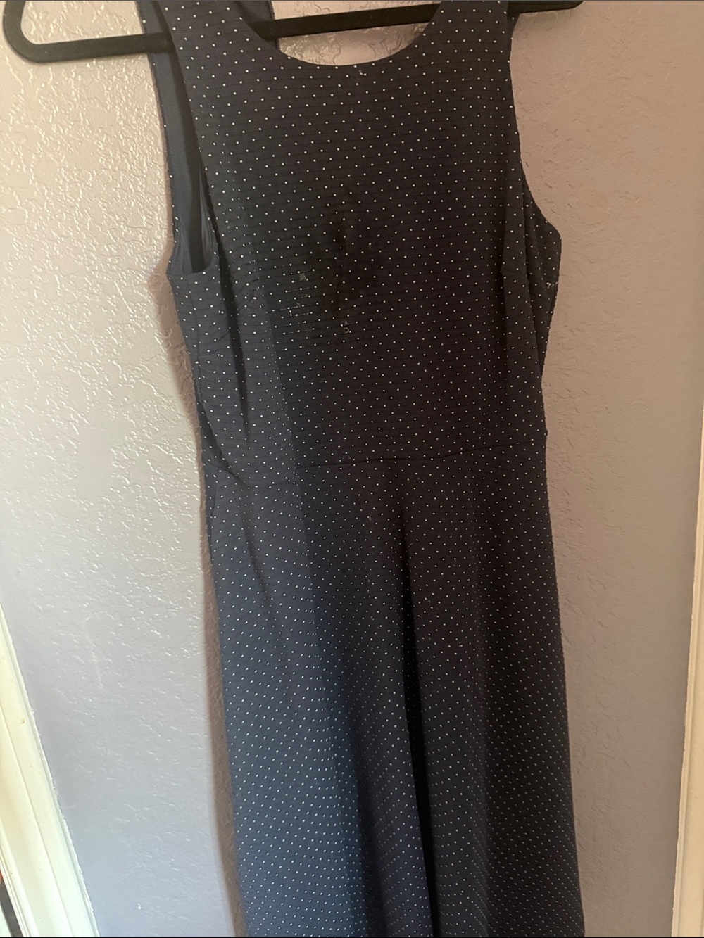 Banana Republic Black Dress with White Micro Dots - Sleeveless Midi